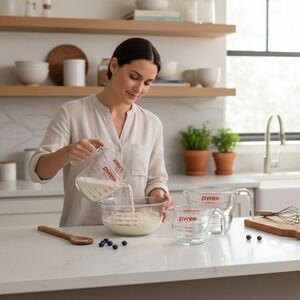 Pyrex Glass Measuring Cup Set 3-Piece Clear Kitchen Basics New